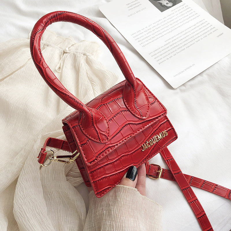 Mini Croc-Embossed Handbag – Trendy Colorful Shoulder Bag for Women Mini Bags Korean Fashion One-shoulder Portable Messenger Small Square Bag