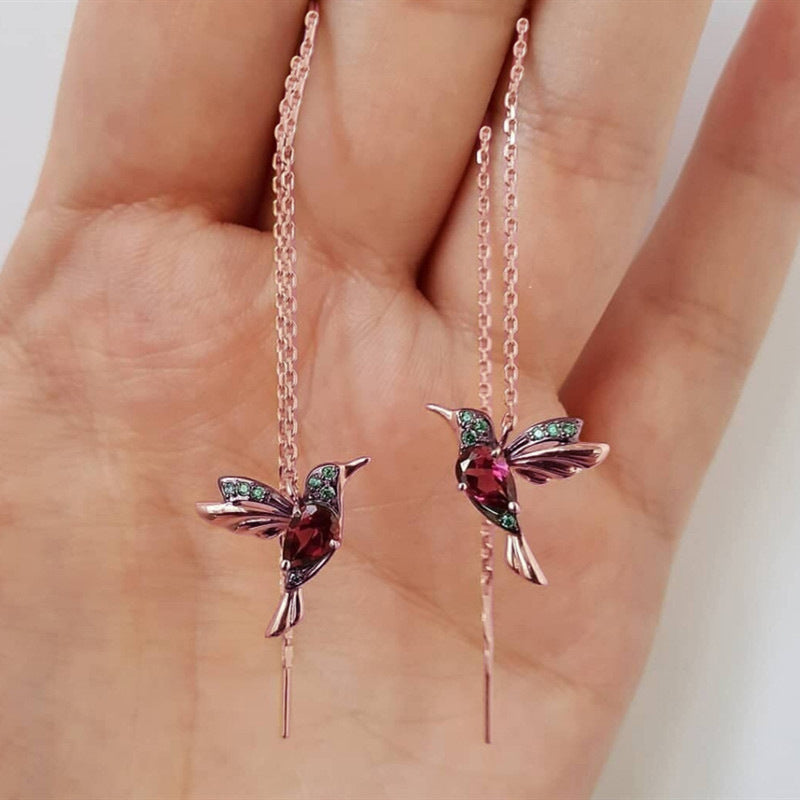 Dainty Hummingbird Threader Earrings - Colorful & Elegant Bird Earrings Fashion Earrings European And American Retro Earrings High Quality