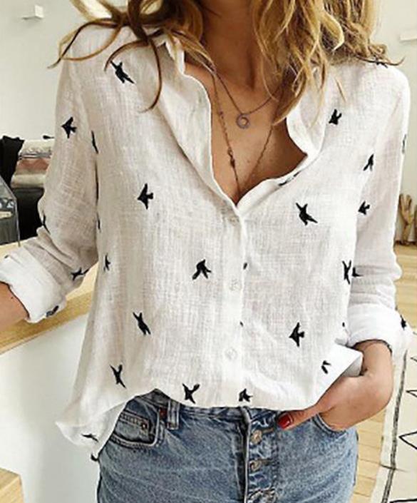 Solid Color Casual Loose Long Sleeve Linen Shirt For Women's