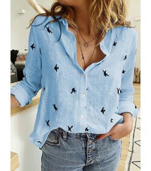 Solid Color Casual Loose Long Sleeve Linen Shirt For Women's