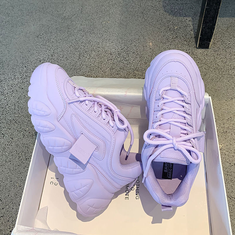 Harajuku Net Celebrity Old Shoes Female Ins Trendy Taro Color All-Match Casual Platform Sneakers