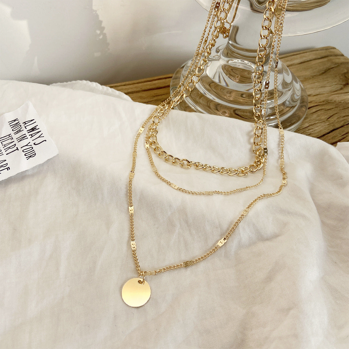 Layered Luxe Necklace Set – Minimalist Elegance, Maximum Impact Women's Multilayer Necklace Ins Fashion Disc Pendant Clavicle Necklace Chains Personality Jewelry