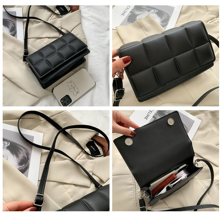 Fashion Embroidered Thread, Western Style, Messenger, Small Square Bag, Simple Texture, Shoulder Bag
