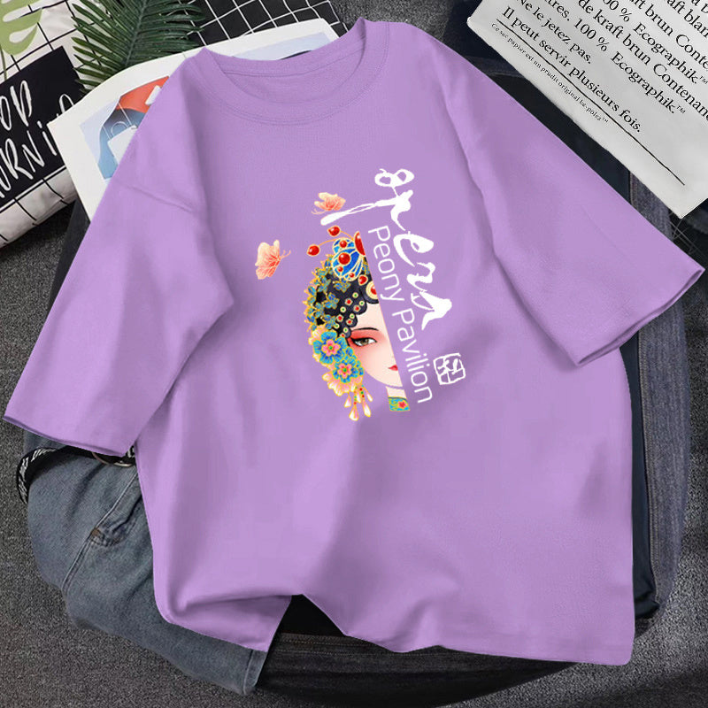 Trendy Graphic Tees – Cute Witch, Art, and Korean Style T-Shirts for Women & Teens Summer T-shirt Women Loose Korean Style Purple Top