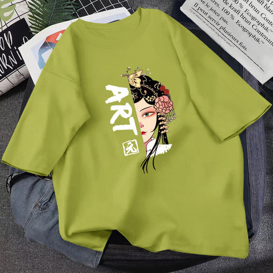 Trendy Graphic Tees – Cute Witch, Art, and Korean Style T-Shirts for Women & Teens Summer T-shirt Women Loose Korean Style Purple Top