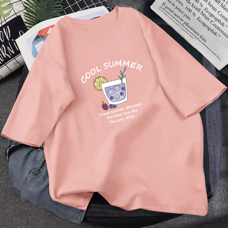Trendy Graphic Tees – Cute Witch, Art, and Korean Style T-Shirts for Women & Teens Summer T-shirt Women Loose Korean Style Purple Top