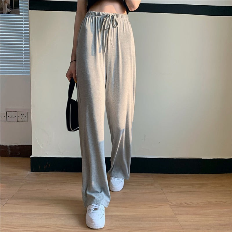 Comfy Flow Drawstring Lounge Pants – Wide-Leg Edition Drawstring Slim High Waist Mopping Pants