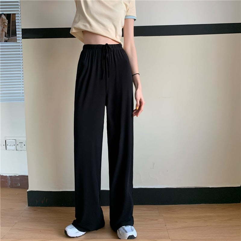 Comfy Flow Drawstring Lounge Pants – Wide-Leg Edition Drawstring Slim High Waist Mopping Pants