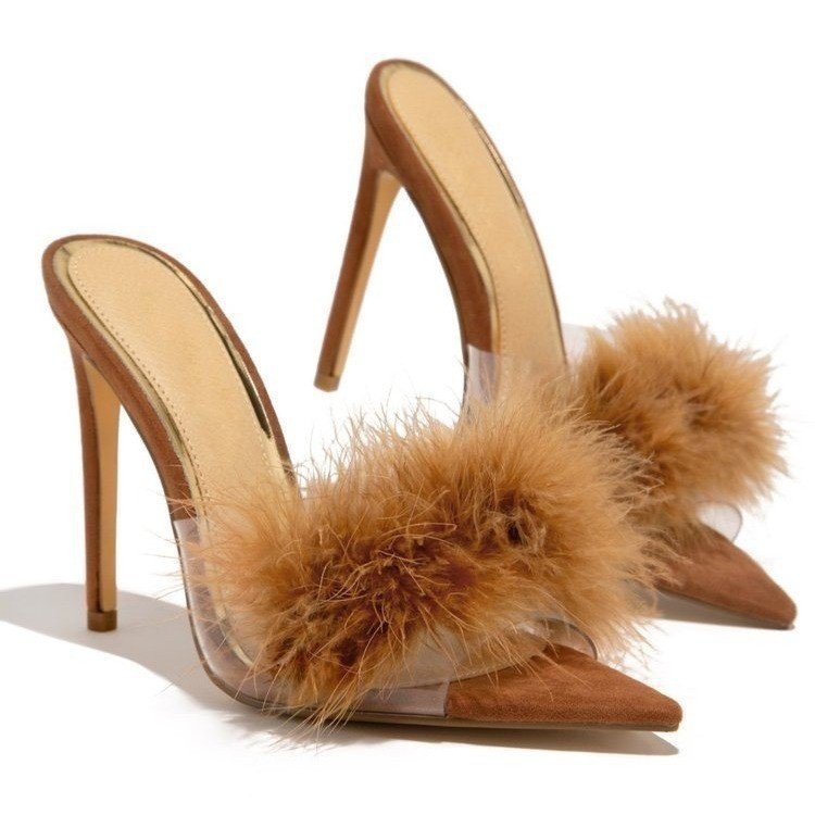 The New Pointed-toe Fleece Stiletto Heel Super High Heel