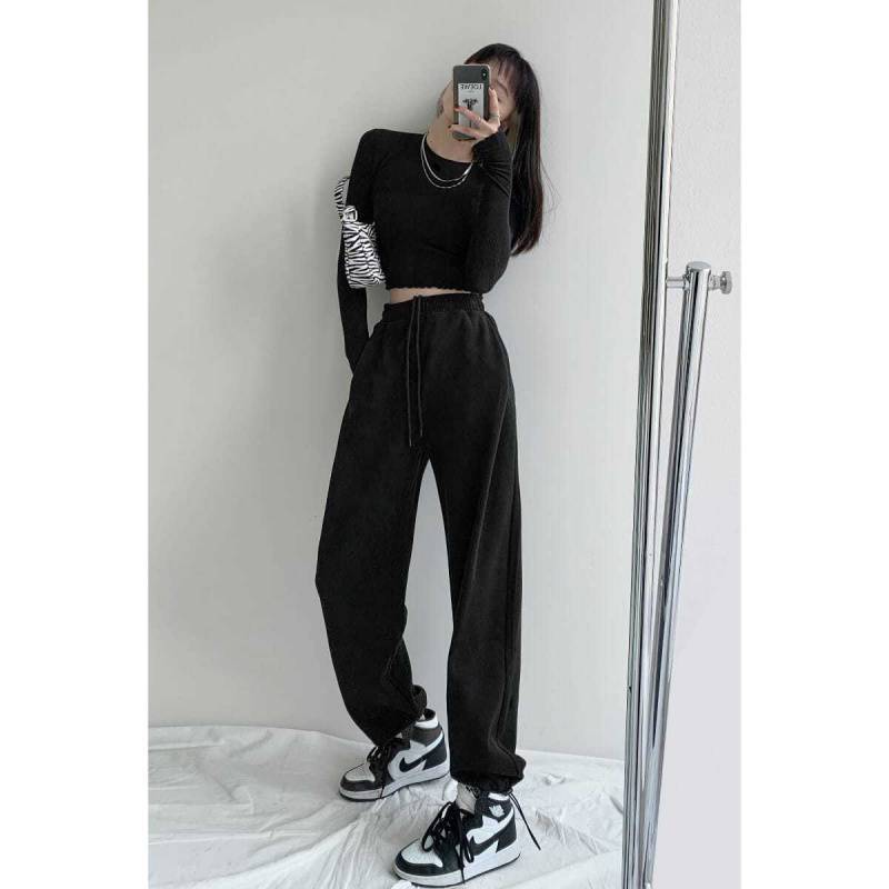 Heartbeat Patch Joggers – Cozy Love in Every Step HOUZHOU Women Pants Spring Gray Sweatpants Women Jogger