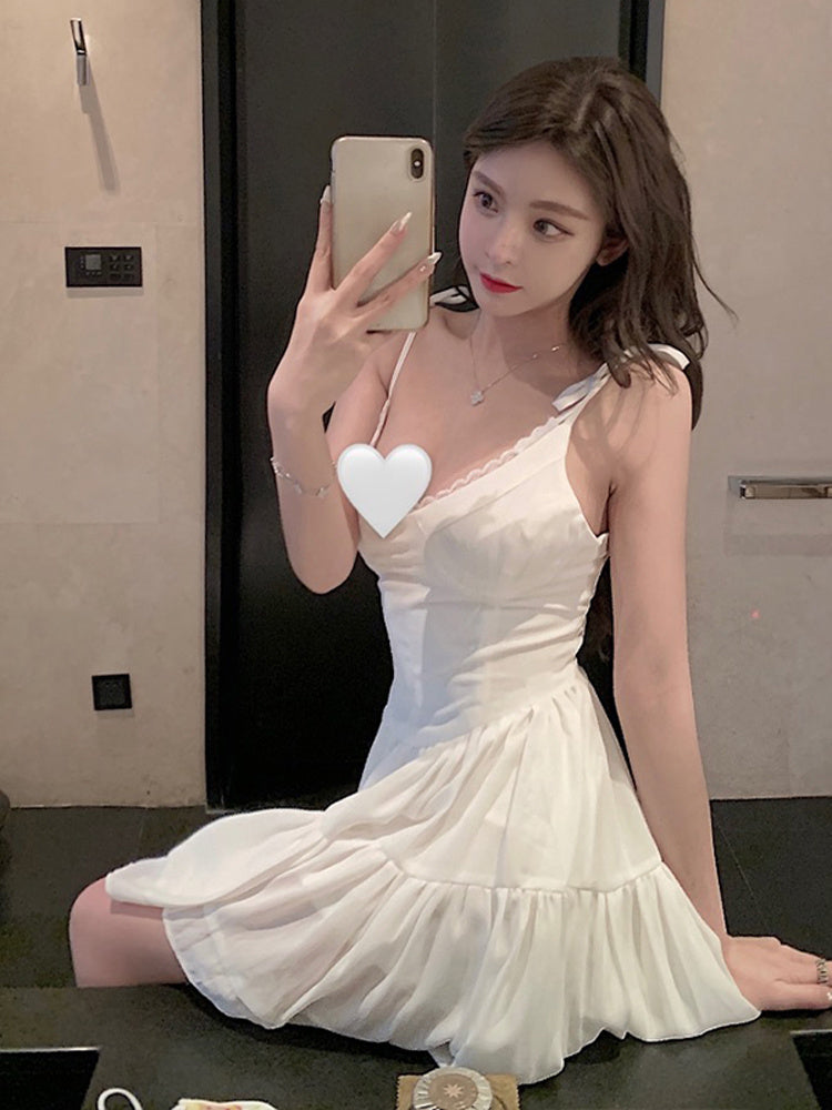 New Korean Style Loose Bottoming A-Line Skirt White Skirt