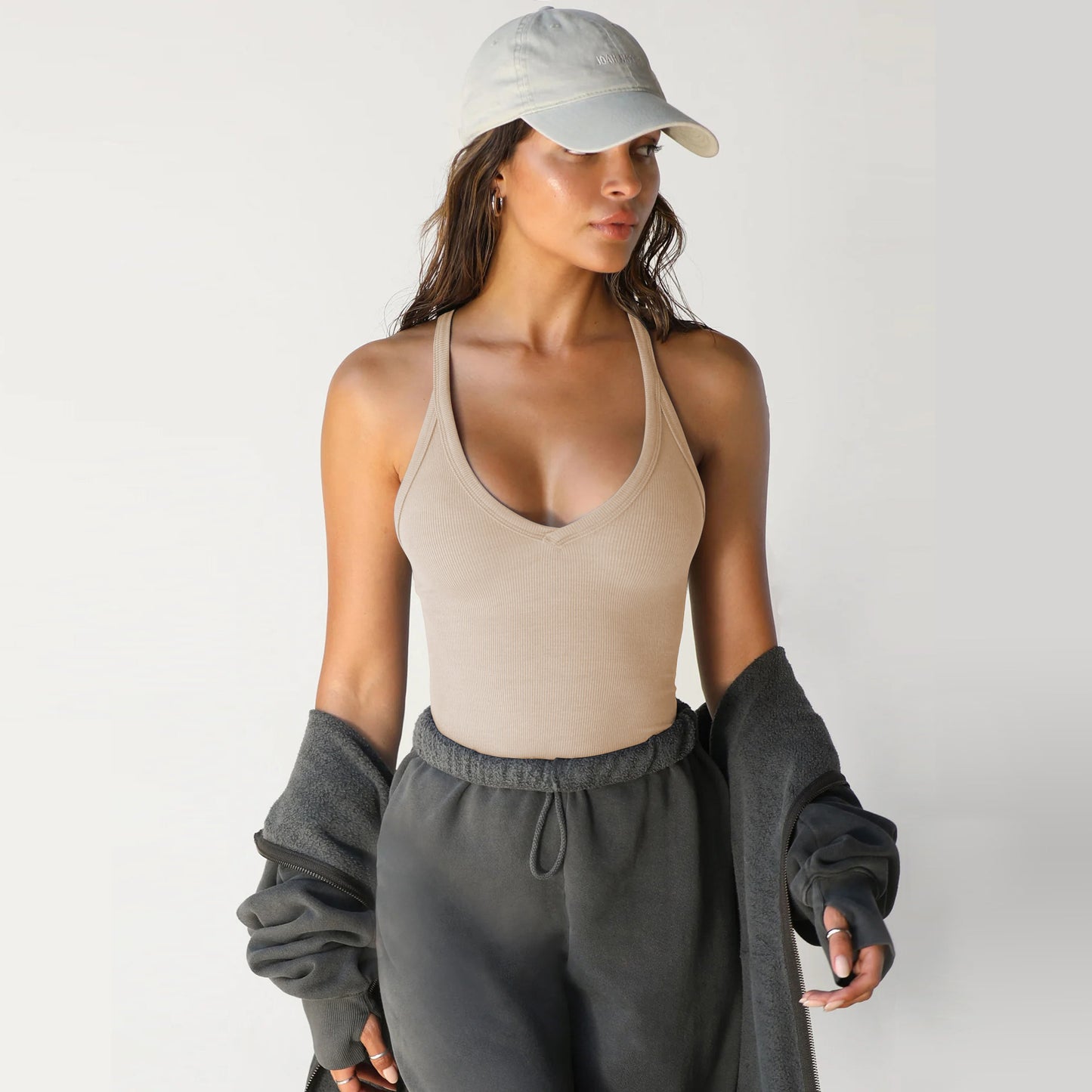 Comfort Fit High Neck Ribbed Bodycon Top Spring Knitted Vest Sexy Slim Top Women's Clothing