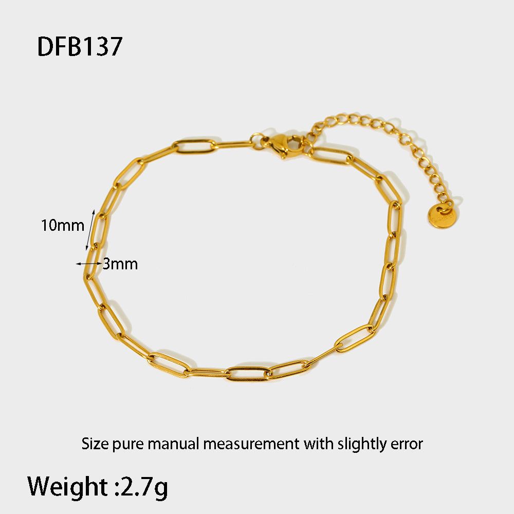 Stainless Steel 18K Gold Plating Hemp Flowers Chain Figaro Chain Bracelet For Women