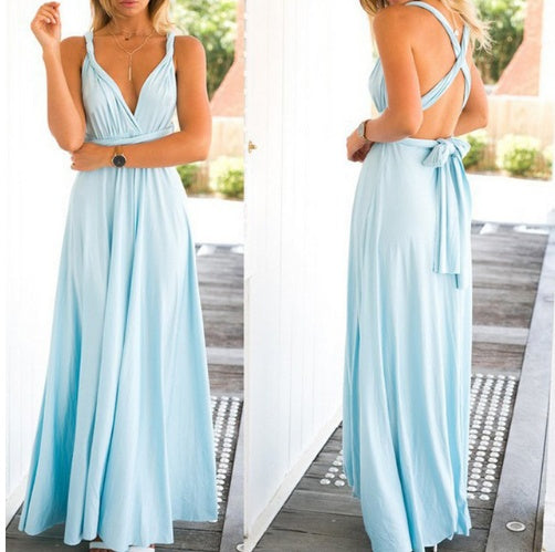 Sexy Long Party Dress Club Floor-Length Summer Backless Bandage Maxi Dress Multiway Bridesmaids Boho Women's