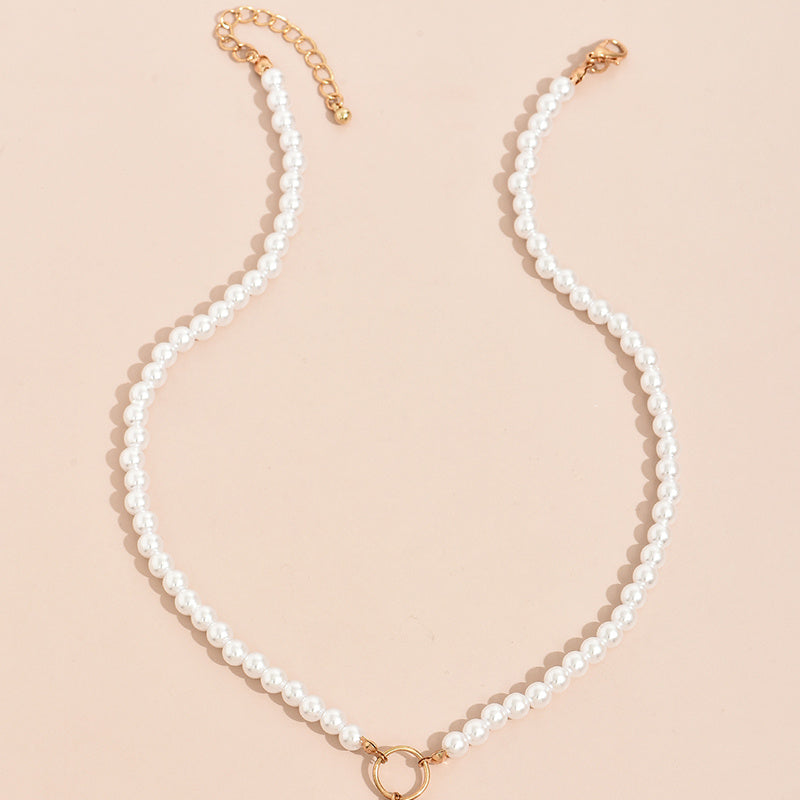 Romantic Pearl Heart Pendant Necklace – Vintage-Inspired Choker Fashion Necklace Cold Wind Clavicle Chain For Women's