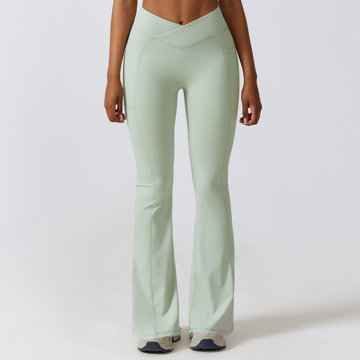 Sculpt & Flow Crossover Flared Leggings – High-Waist V-Cut Comfort Wide Pants Hip Lifting Yoga Bell-bottom Pants Sports