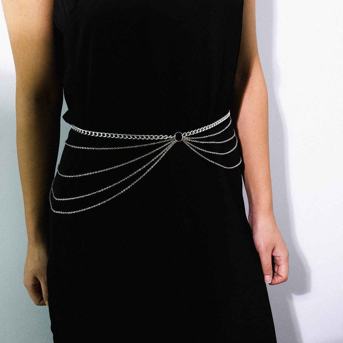 Chic Layered Chain Belts Golden Body Chains & Waist Adornments Trendy Multi-Chain Hip Belts Fashion Body Jewelry Metal Geometric Waist Chain