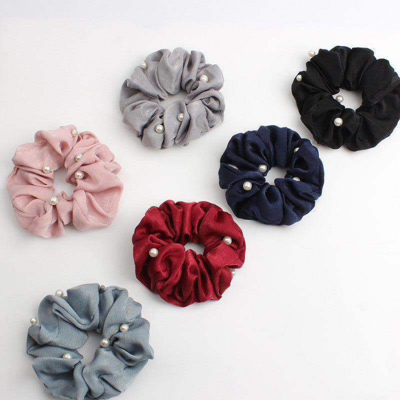Elegant Faux Pearl Hair Scrunchie Creative rubber band fabric hair accessories hair ring