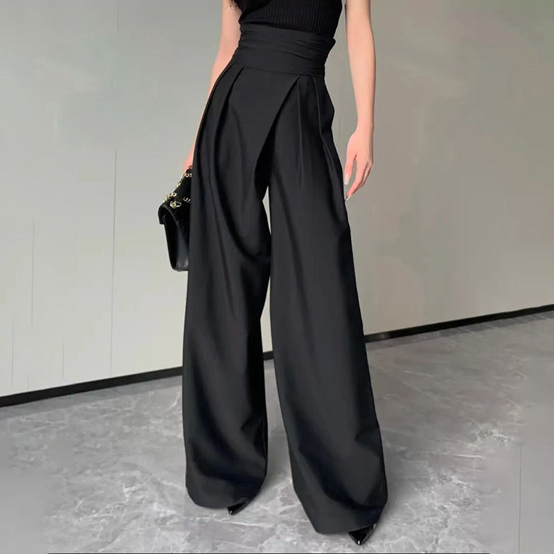 High-Waist Draped Wide-Leg Trousers – Elegant & Empowered Fashion Drooping Wide-leg Pants Women