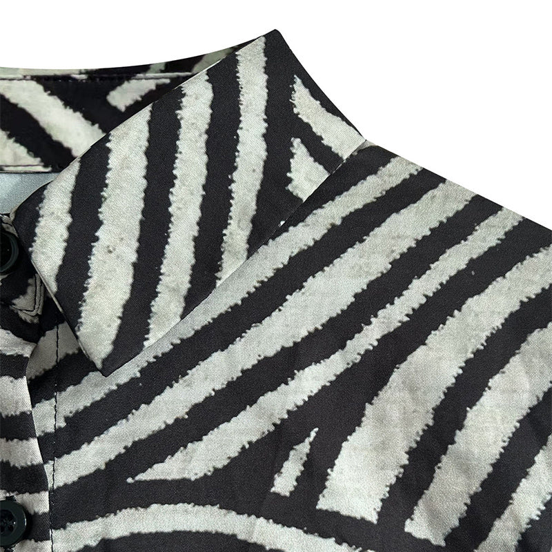 Striped Long Sleeve Shirt - Button-Up Casual Loose Fit Blouse, Spring & Fall Relaxed Top