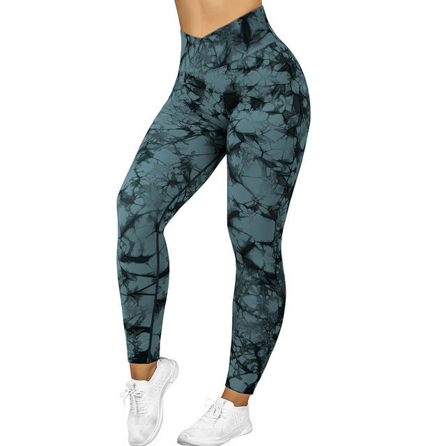 Tie-Dye Seamless Scrunch Leggings – Bold Prints, Sculpted Fit Yoga Pants Push Up Sport Fitness Running Gym Leggings