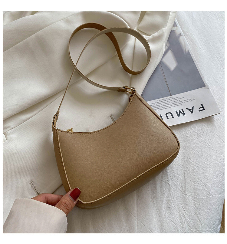 Elegant Faux Leather Small Shoulder Bag | Versatile & Compact Retro Portable Shoulder Underarm Bag Handbag