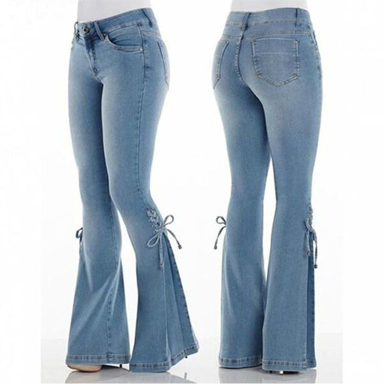 Boho Chic Flare Jeans with Side Ties