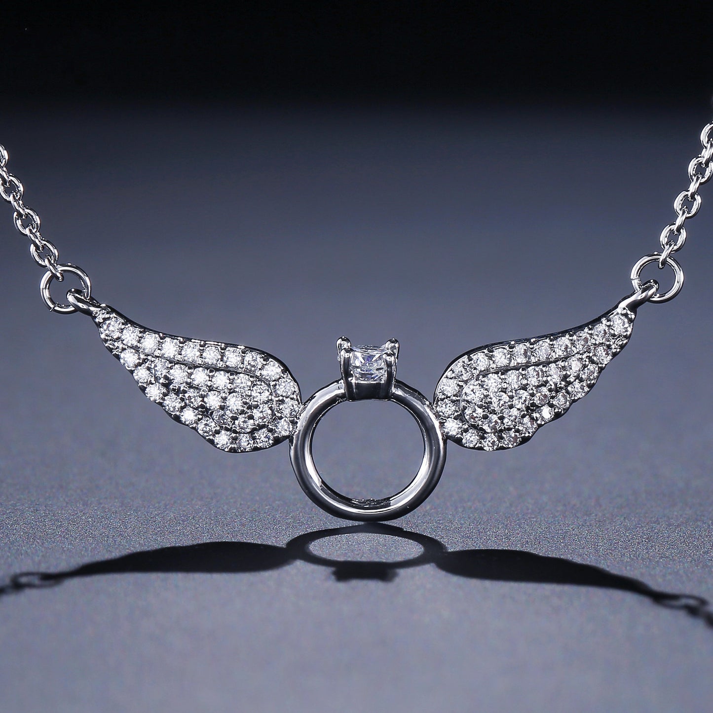Winged Ring Pendant Necklace – Soar in Style with Sparkling Elegance Butterfly Jewelry Necklace Female Clavicle Chain