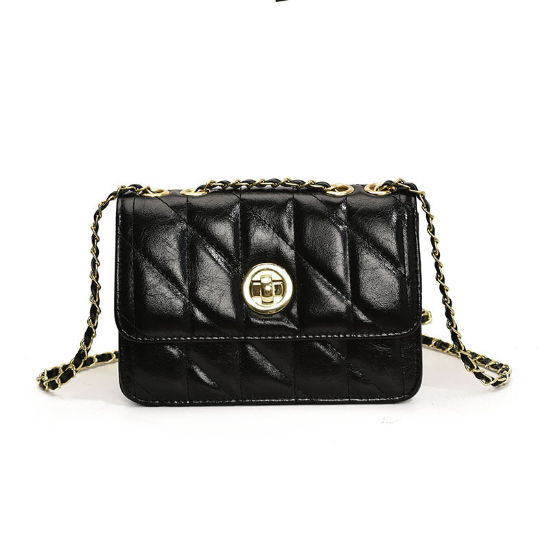 Elegant Diamond Lattice Pattern Crossbody Purse Women's Fashion Thread Chain Shoulder Bags Casual Messenger Bag