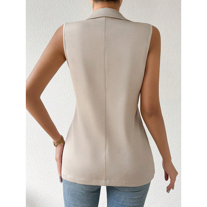 Sleeveless Vest Blazer Casual Open Front Work Office Tops Jacket