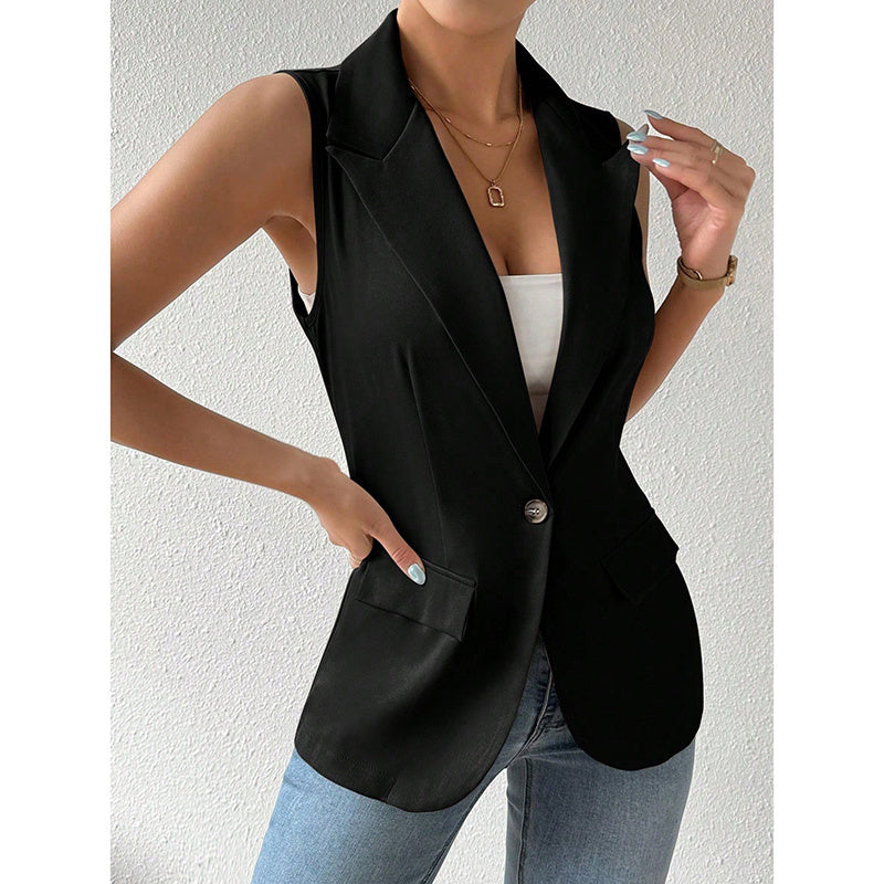 Sleeveless Vest Blazer Casual Open Front Work Office Tops Jacket
