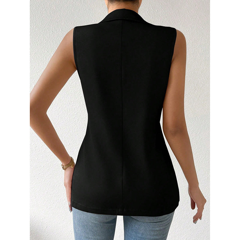 Sleeveless Vest Blazer Casual Open Front Work Office Tops Jacket