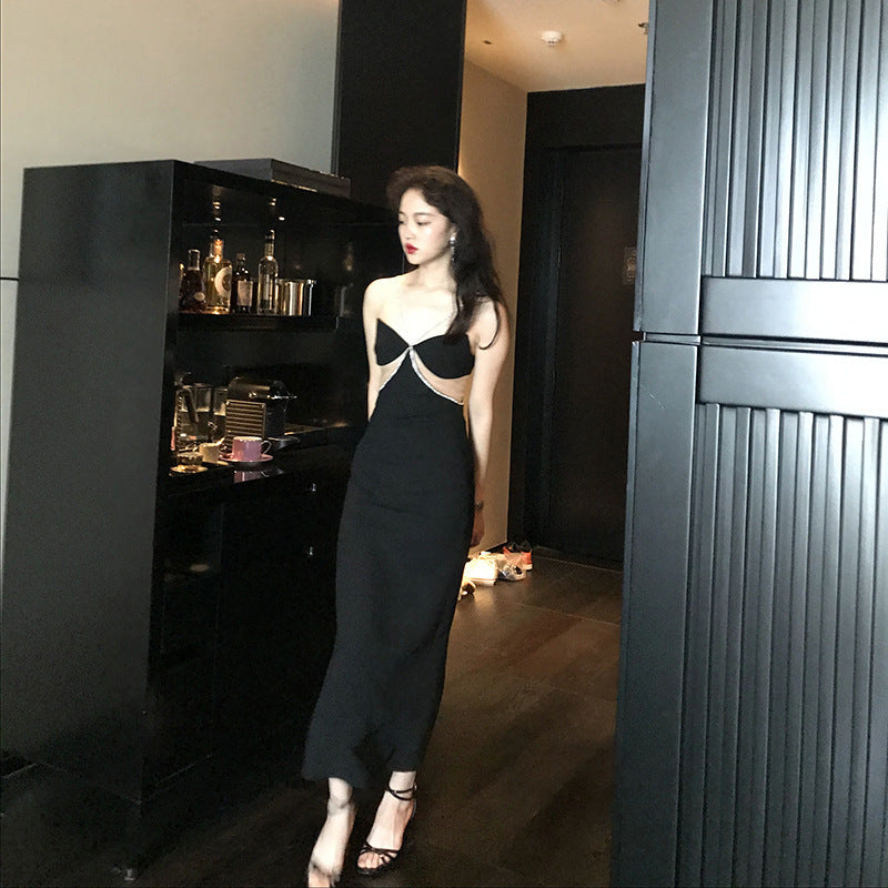 Sexy Small Black Bodycon Dress With Waist For Women's