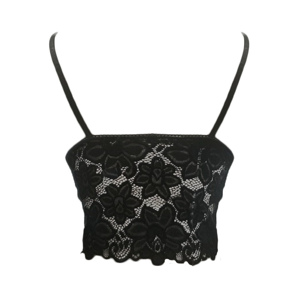 Sexy V-Neck Scalloped Lace Bralette Triangle Cup Bra with Openwork Lace