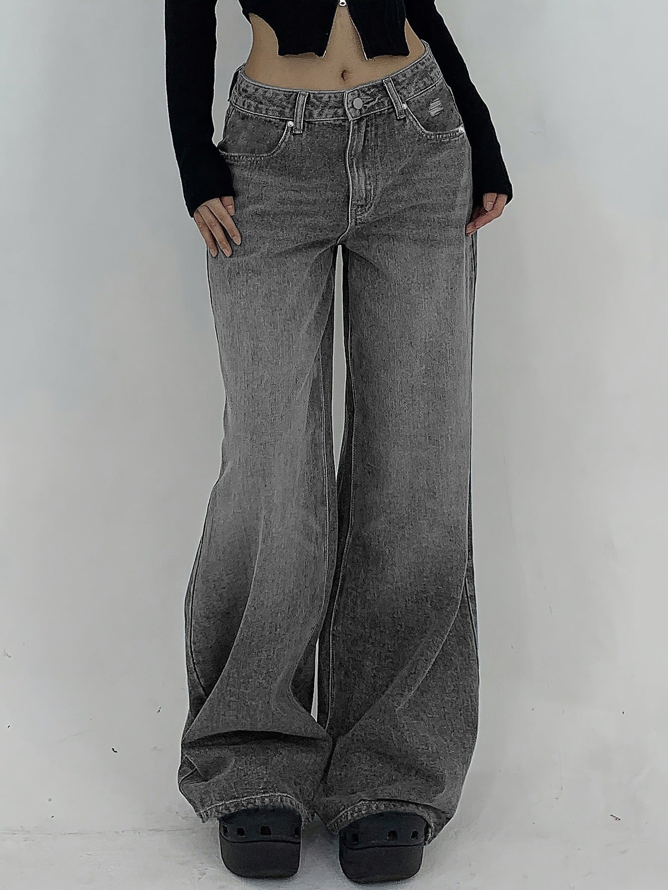 American Wide Leg Super Long Mop Jeans
