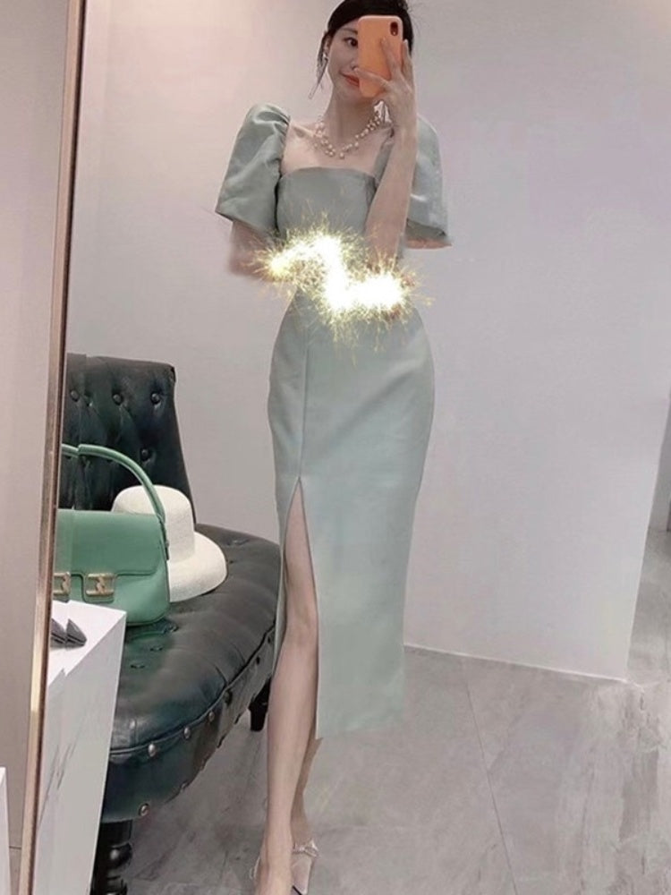 Imperial Light Mature Bubble Sleeve Dress