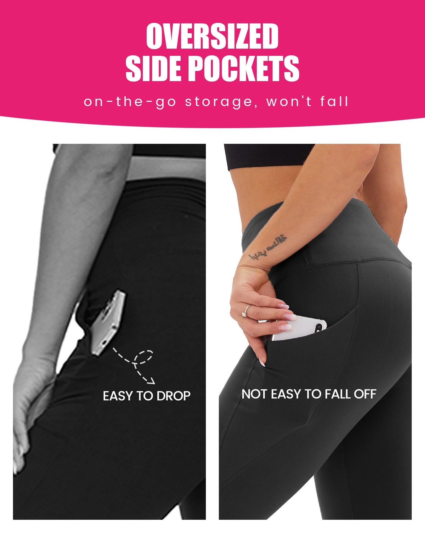 Yoga Pants - Cropped High-waisted Slanted Pockets Polyester Double Grind Gray Green