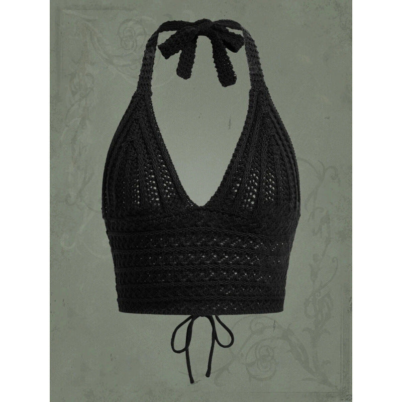 Seaside Holiday Short Inner Woven Halter Top Vest For Women's