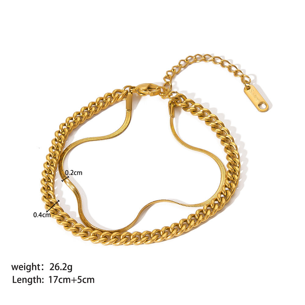 Elegant Gold Plated Bracelet Stack - Various Chain Designs Stainless Steel Ornament Bracelet Female