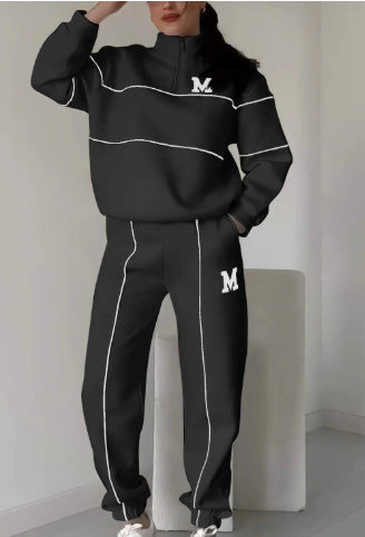 Michigan Varsity Lounge Set – Cozy Fit, Classic Edge Women's 2 Piece Outfits Lounge Hoodless Pullover Sweatshirt Sweatsuit Sets Sweatshirt Baggy Fashion Sweatpants With Pockets