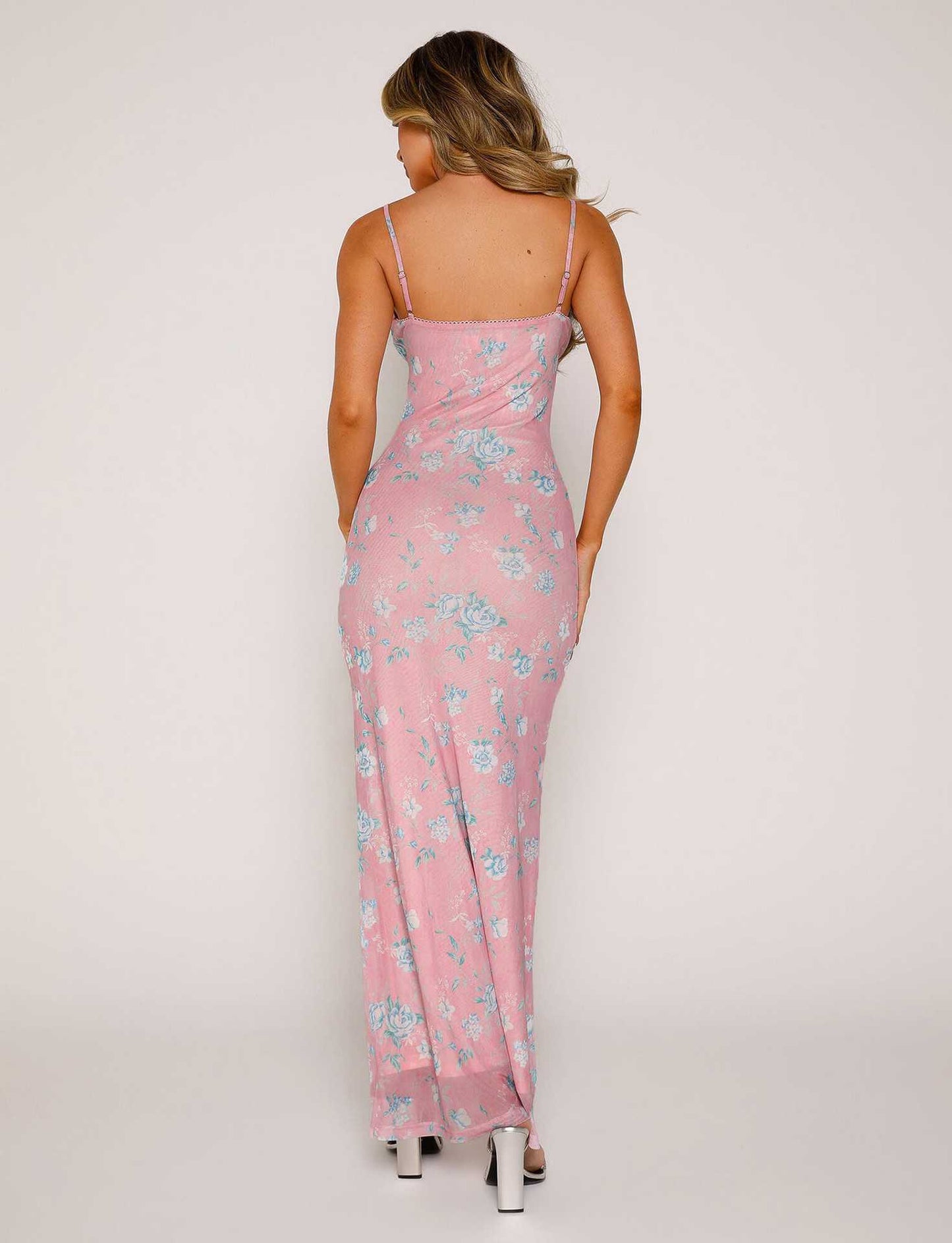 Elegant Floral Print Satin Slip Maxi Dress | Flowy Cowl Neck Gown Y2K Slim Flowers Printing Slip Dress Women's Summer Suspender Skirt Vacation Beach Long Dresses