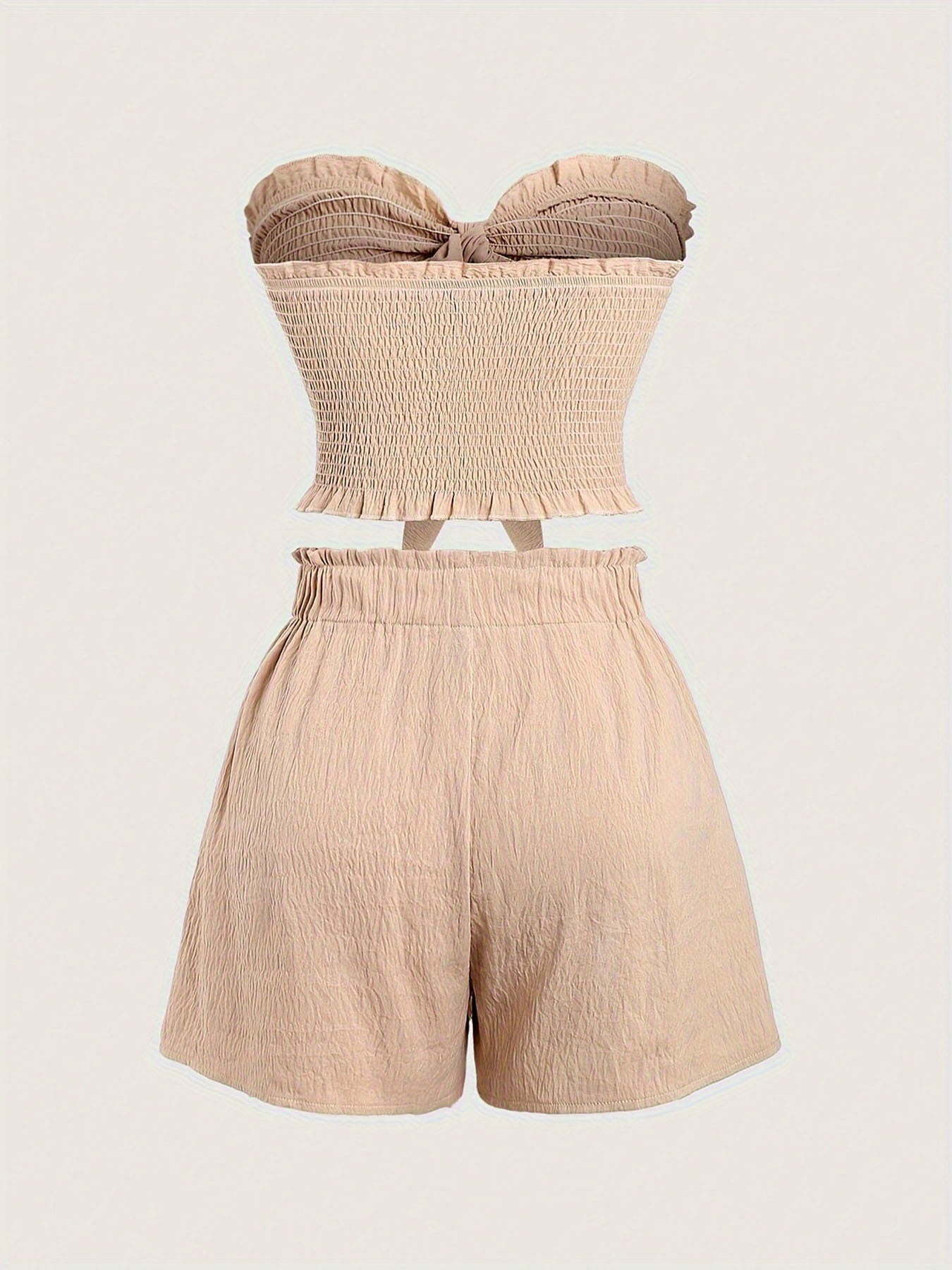 Elegant Resort Party Sleeveless Two-Piece Set Sexy Slim-Fit Stretch Wrap Top With Matching Shorts
