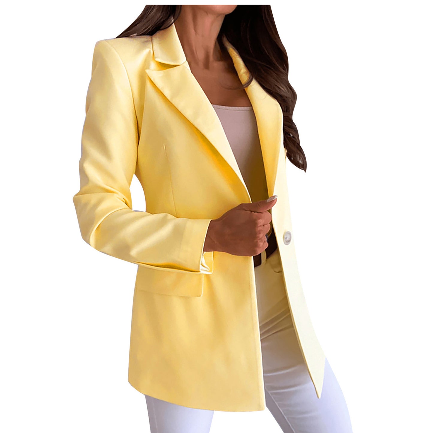 Temperament Long Sleeve Slim-fit Single Button Solid Color Jacket Small Suit For Women's