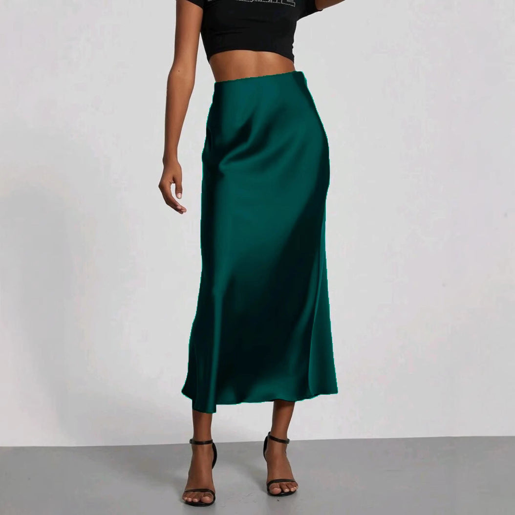 Silk Satin Slim Fit Sheath Skirt For Women's