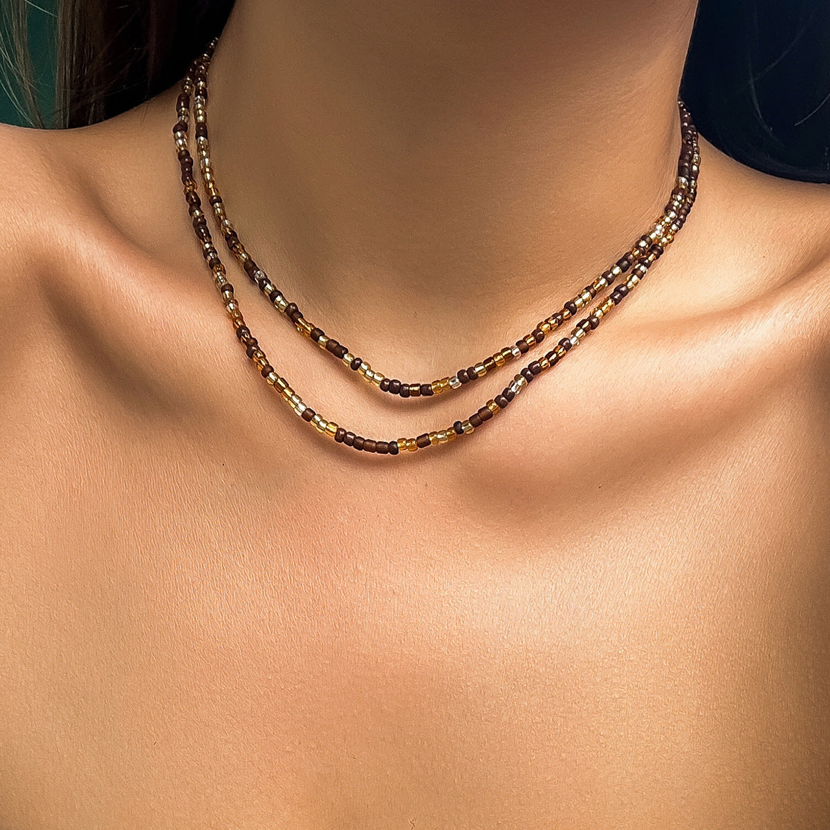 2-Layered Boho Beach Necklace – Starfish & Shell Charm Beaded Choker For Women's