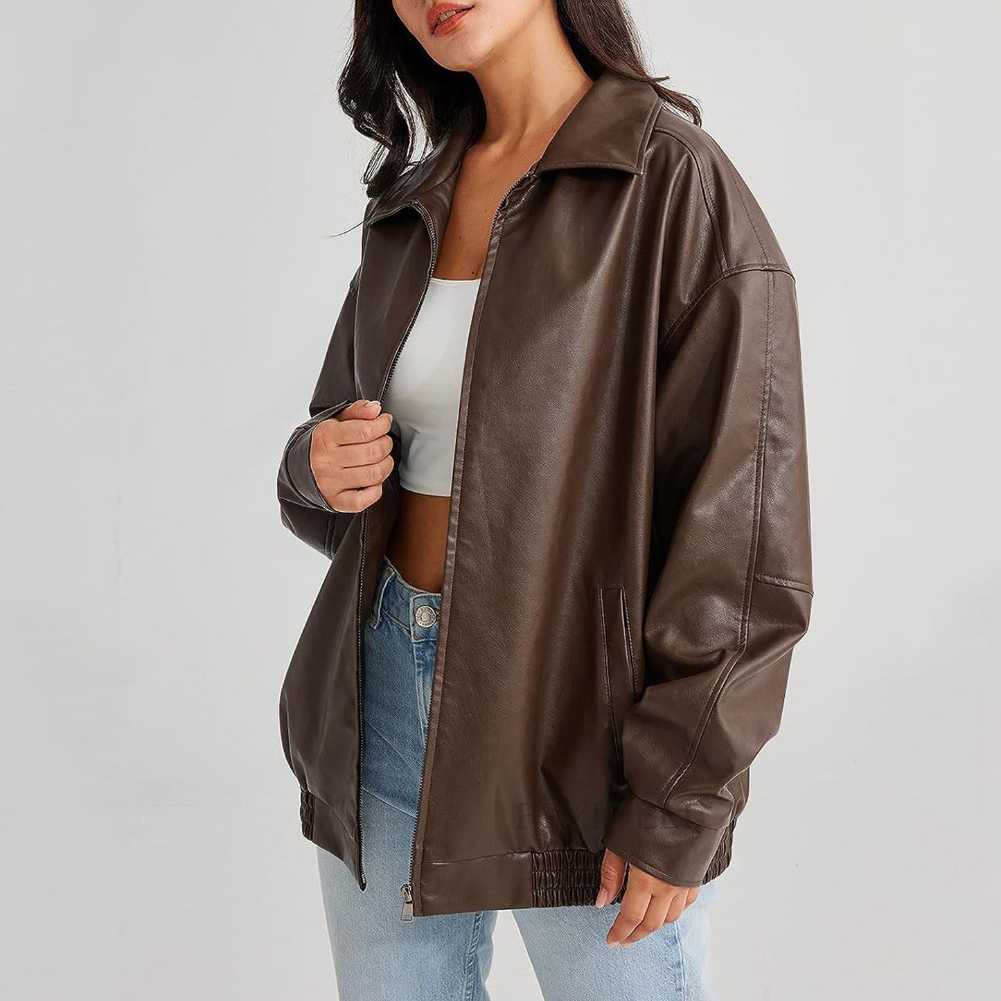 Leather Coat Locomotive Style Top For Women's