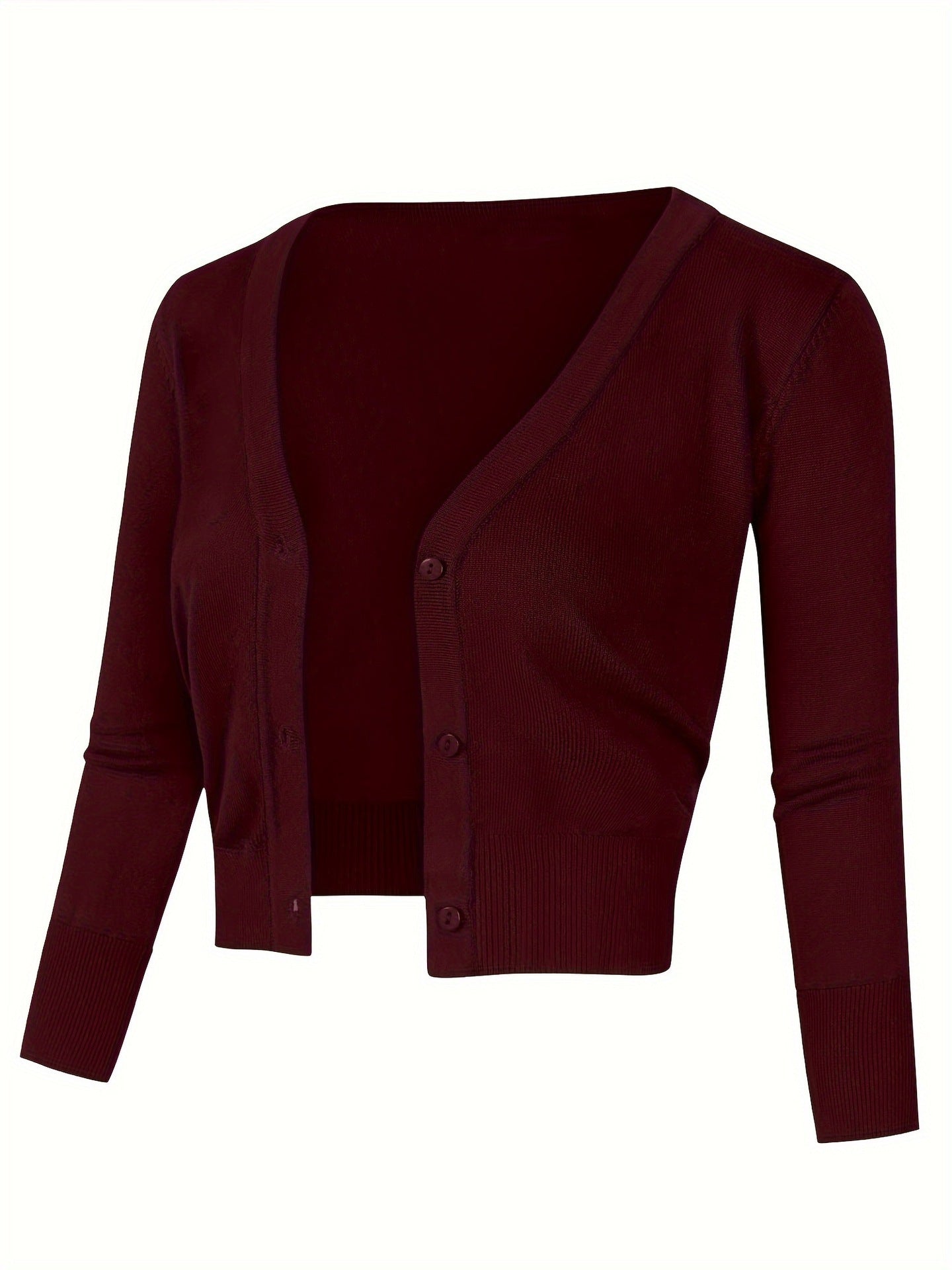 Solid Color Button Up Front Woolen Sweater For Casual Wear