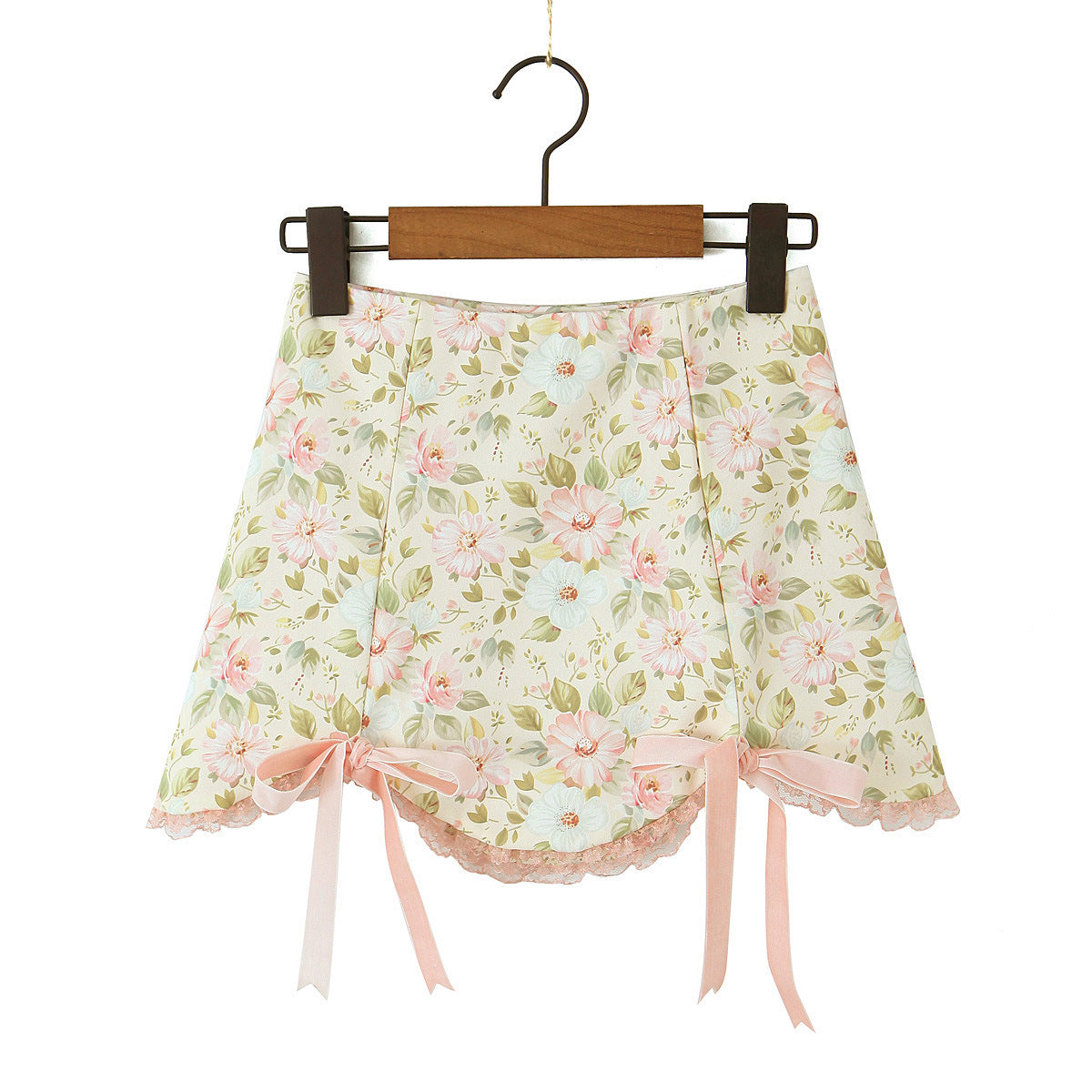 Sweet Printed Two-piece Women's Pure Lace Lace Lace-up Short Camisole Skirt