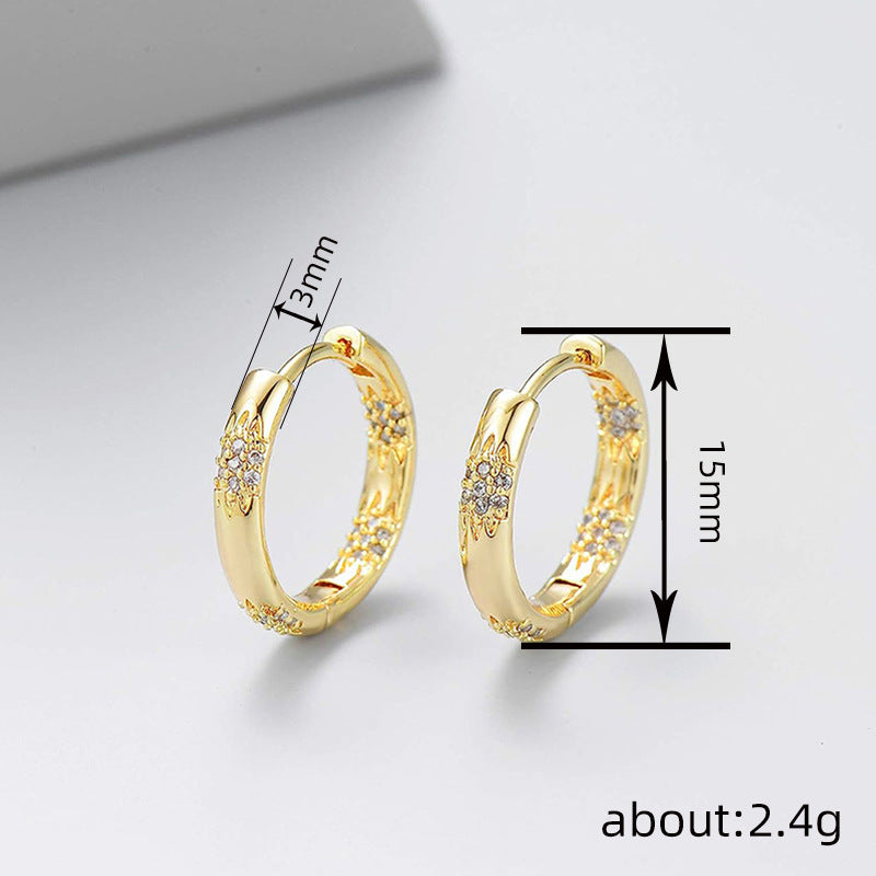 Elegant Gold Plated Pave Zircon Huggie Hoop Earrings Style Earrings For Women