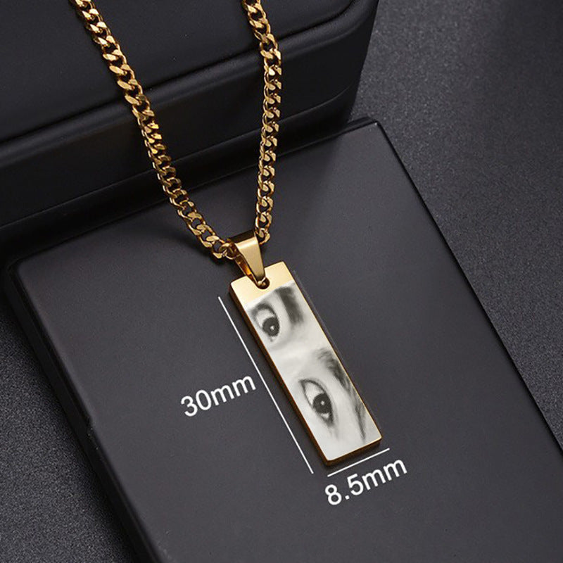 Custom Eyes Photo Necklace Stainless Stee Customized Engrave Eye Necklaces Personalized Picture Name Necklace For Men & Women